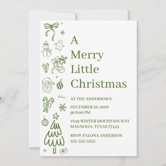 Whimsical Hand Drawn Doodle Green  (Front)