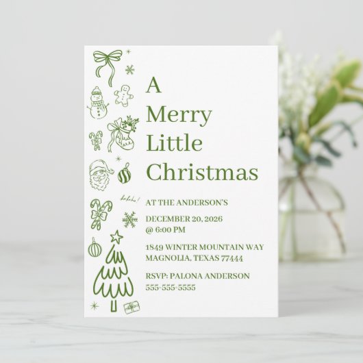 Whimsical Hand Drawn Doodle Green (Standing Front)