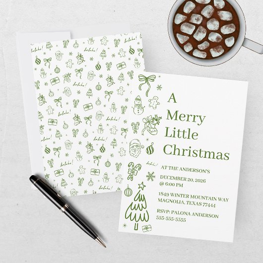 Whimsical Hand Drawn Doodle Green