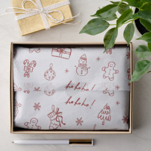 Whimsical Hand Drawn Doodle Red Tissue Paper