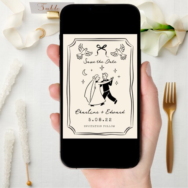 Whimsical Hand Drawn Doodle  Save The Date (Front Digital)