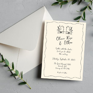 Whimsical Hand-Drawn / Doodle Wedding Invitation