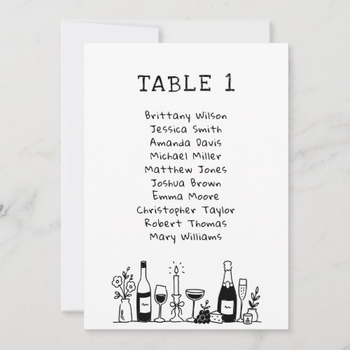 Whimsical Hand Drawn Doodle Wedding Seating Chart Invitation