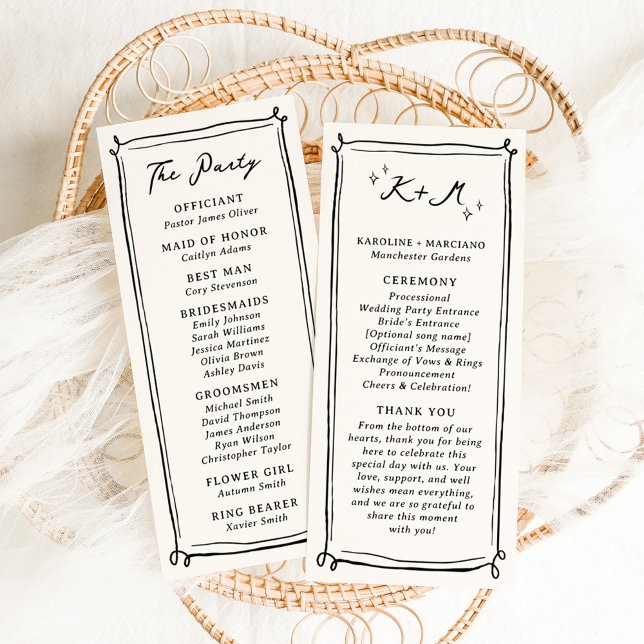 Whimsical Hand Drawn Doodles Wedding Program (Creator Uploaded)