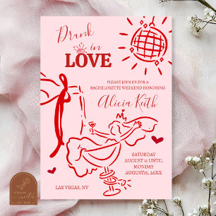 Whimsical Hand Drawn Drunk in Love Bridal Shower Invitation
