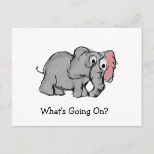 Whimsical Hand-Drawn Elephant Illustration Postcard