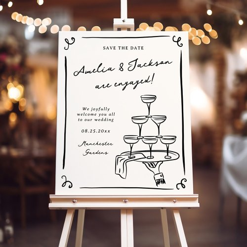 Whimsical Hand Drawn Engagement Party Foam Board