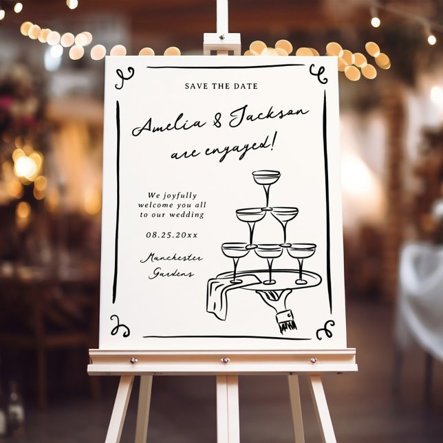 Whimsical Hand Drawn Engagement Party Foam Board (Creator Uploaded)
