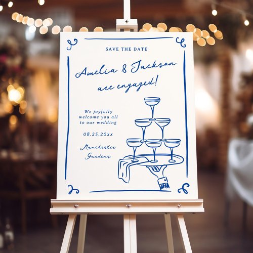 Whimsical Hand Drawn Engagement Party Foam Board