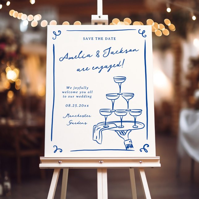 Whimsical Hand Drawn Engagement Party Foam Board (Creator Uploaded)