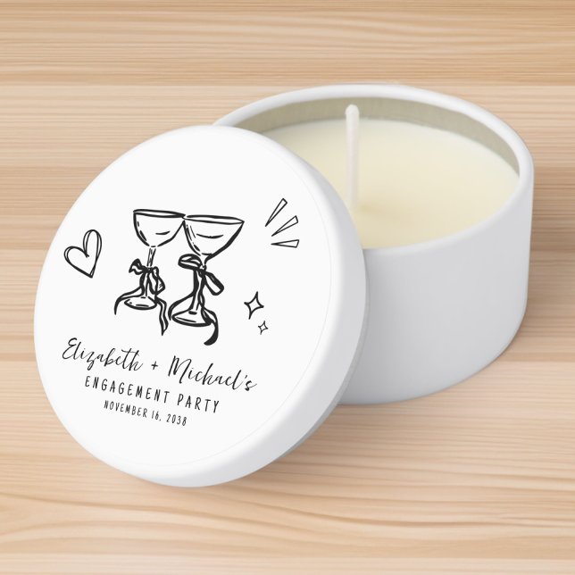 Whimsical Hand Drawn Engagement Party Mini Candle Favors (Creator Uploaded)