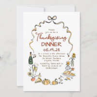 Whimsical Hand Drawn Fall Thanksgiving Dinner