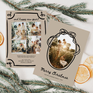 Whimsical Hand Drawn Family Photo Christmas Holiday Card