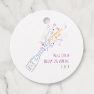 Whimsical Hand Drawn Floral Bachelorette Party Favor Tags