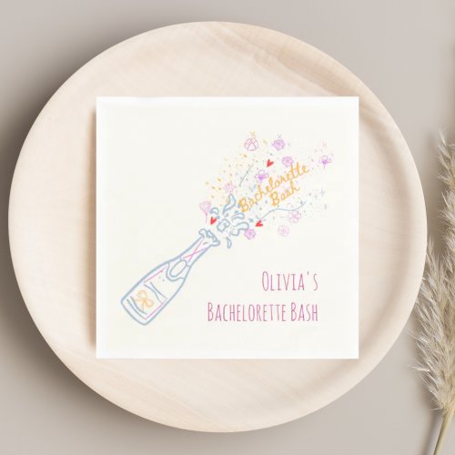 Whimsical Hand Drawn Floral Bachelorette Party Napkins