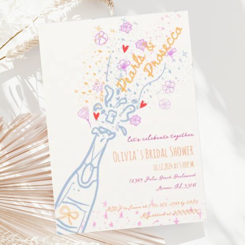 Whimsical Hand Drawn Floral Scribble Bridal Shower Invitation