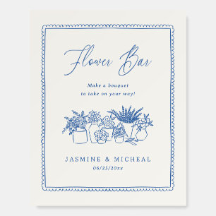 Whimsical Hand Drawn Flower Bar Bridal Shower Sign