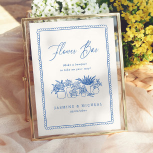 Whimsical Hand Drawn Flower Bar Bridal Shower Sign