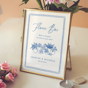 Whimsical Hand Drawn Flower Bar Bridal Shower Sign