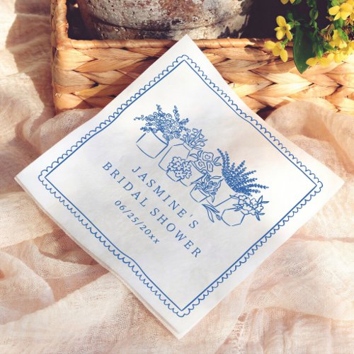 Whimsical Hand Drawn Flower Market Bridal Shower Napkins