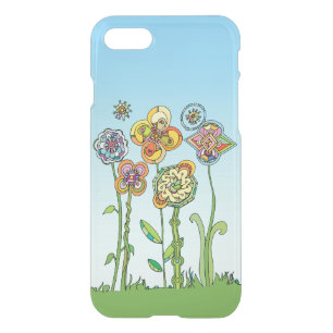 Whimsical, hand drawn flowers iPhone SE/8/7 case