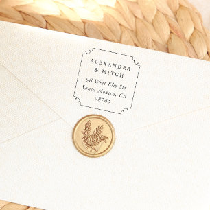 Whimsical Hand Drawn Frame Name & Return Address Self-inking Stamp