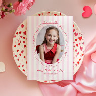 Whimsical Hand Drawn Frame Pink Stripes Holiday Card