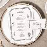 Whimsical Hand Drawn French Wedding Menu<br><div class="desc">Handwritten French Wedding Table  Cards Flat Menu Elegant Calligraphy Eat and Drink Wedding Menus | Simple Calligraphy Rustic Wedding Menus Wedding Menus,  Rustic Wedding Menu,  Floral Wedidng Menu,  Wedding Table Menu</div>