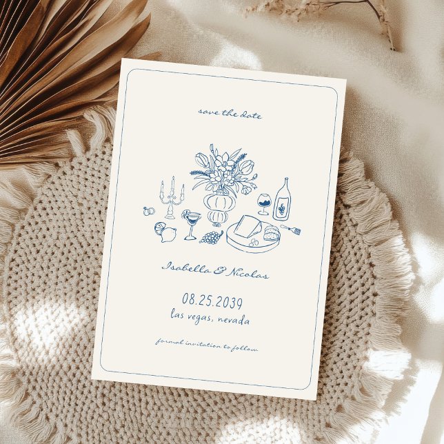 Whimsical Hand Drawn French Wedding Save the Date (Creator Uploaded)