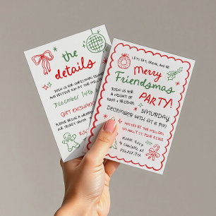 Whimsical Hand Drawn Friendsmas Christmas Party Invitation