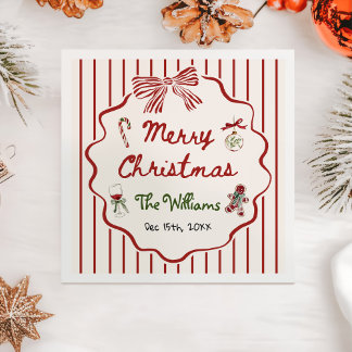 Whimsical Hand Drawn Friendsmas Christmas Party Napkins