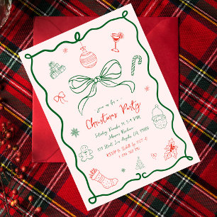 Whimsical Hand Drawn Fun French Christmas Party Invitation