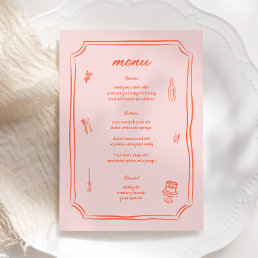 Whimsical Hand Drawn Fun Retro Wedding Menu