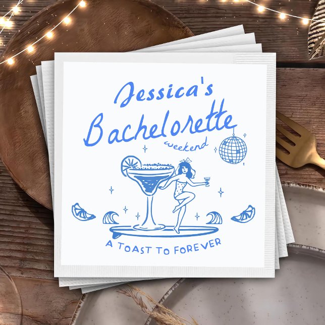 Whimsical Hand drawn Funky Beach Bachelorette Napkins (Creator Uploaded)