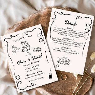 Whimsical Hand Drawn Funky Details Wedding Invitation