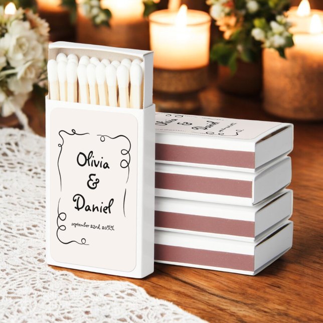 Whimsical Hand Drawn Funky Details Wedding Matchboxes (Creator Uploaded)