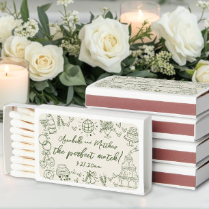 Whimsical Hand Drawn Funky Wedding Matchboxes
