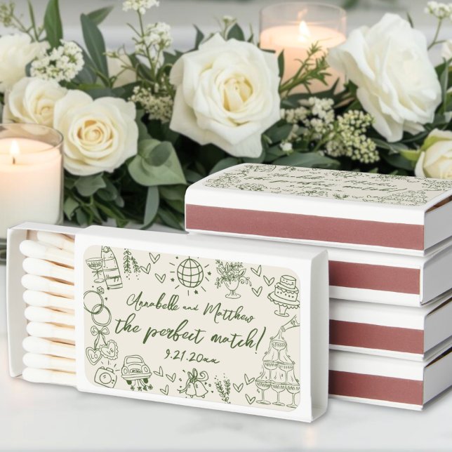 Whimsical Hand Drawn Funky Wedding Matchboxes (Whimsical Hand Drawn Funky Wedding Matchboxes)