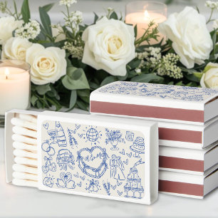 Whimsical Hand Drawn Funky Wedding Matchboxes