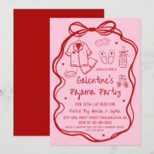 Whimsical Hand Drawn Galentine's Pajama Party