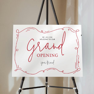 Whimsical Hand Drawn Grand Opening Business Sign