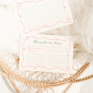 Whimsical Hand Drawn Green & Pink Recipe Enclosure Card