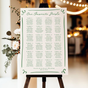 Whimsical Hand Drawn Green Seating Chart 24 Tables Foam Board