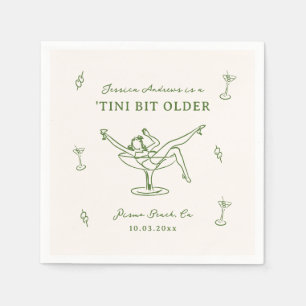 Whimsical Hand Drawn Green 'Tini Bit Older Napkins
