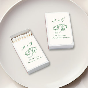 Whimsical Hand Drawn Green Vintage Car Wedding Matchboxes