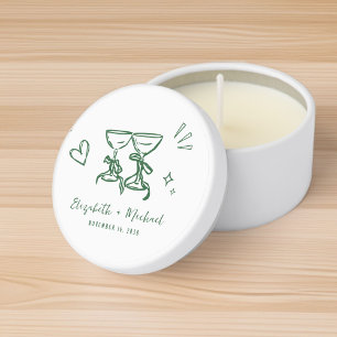 Whimsical Hand Drawn Green Wedding Mini Candle Favors