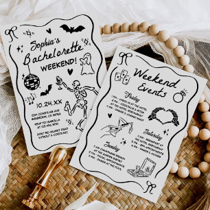 Whimsical Hand Drawn Halloween Bachelorette Party Invitation