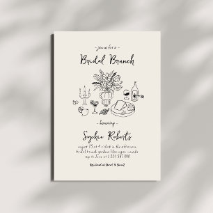 Whimsical Hand Drawn Handwriting Bridal Brunch Invitation