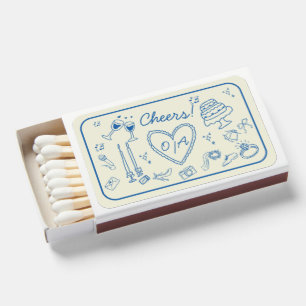 Whimsical Hand Drawn Handwriting Funky Wedding Matchboxes