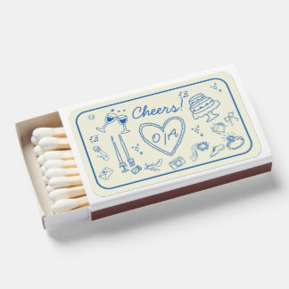 Whimsical Hand Drawn Handwriting Funky Wedding Matchboxes